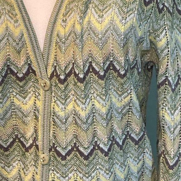 Sigrid Olsen Chevron Stripe Cardigan Sweater MP - Picture 4 of 9